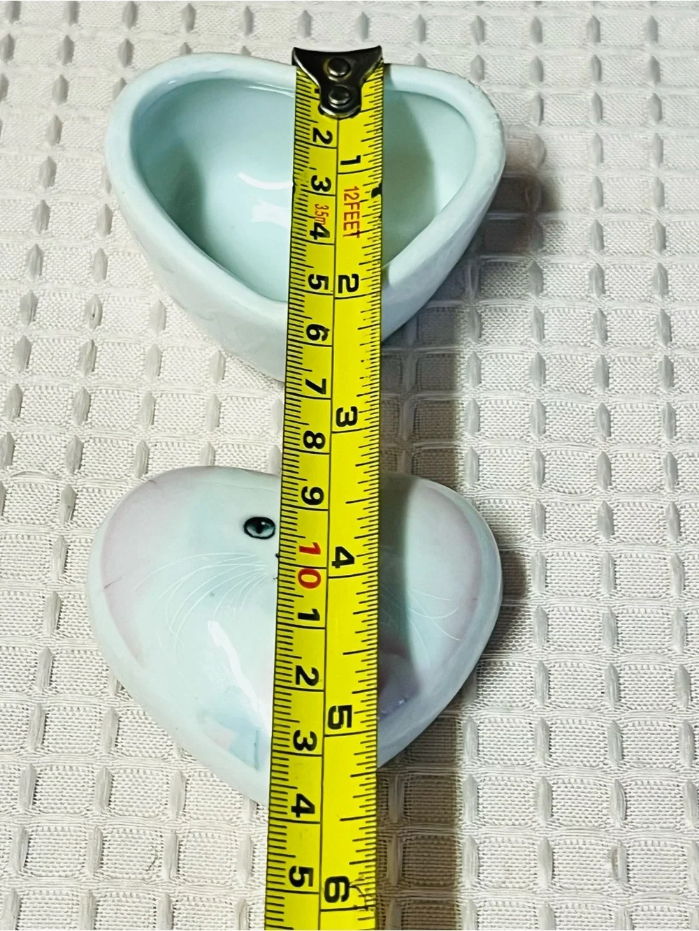 Vintage Otagiri White Cat & Rose Heart Porcelain Trinket Box